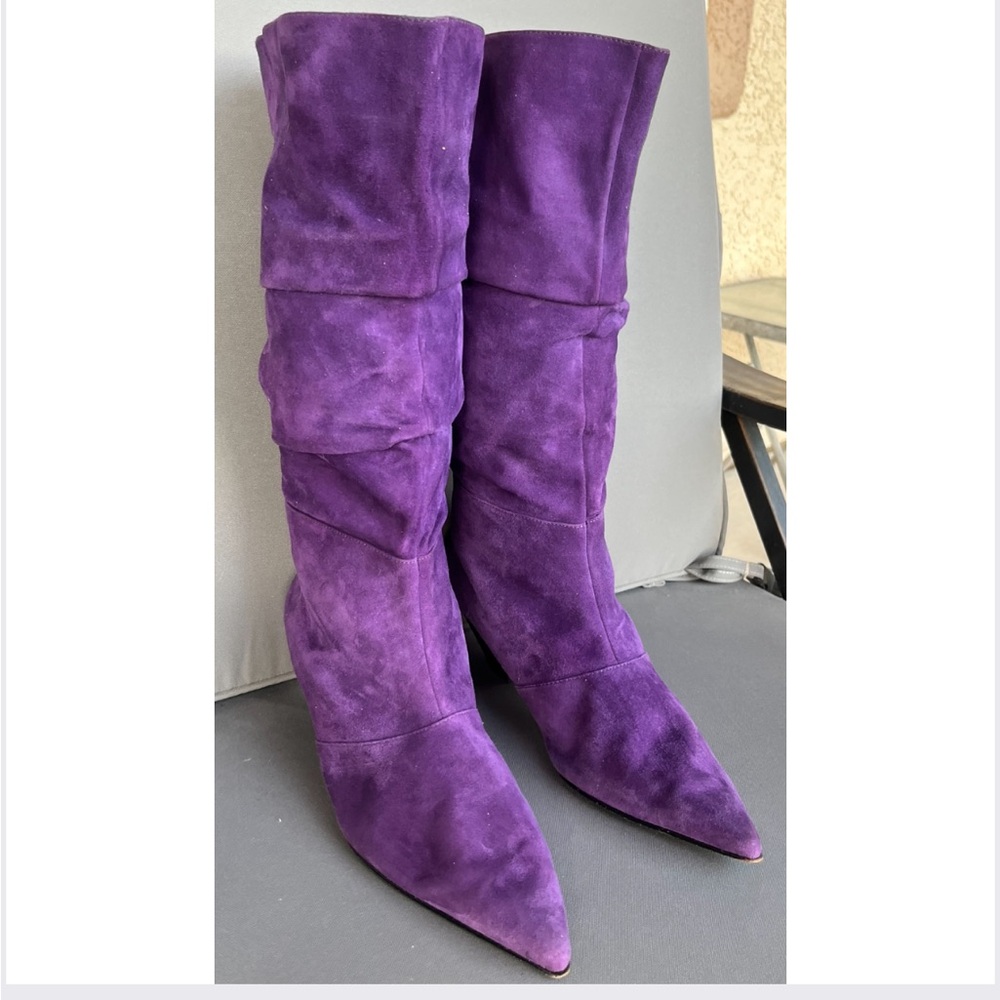 Vintage Nordstrom Purple Suede Slouched Boots 10/11 - Picture 6 of 9
